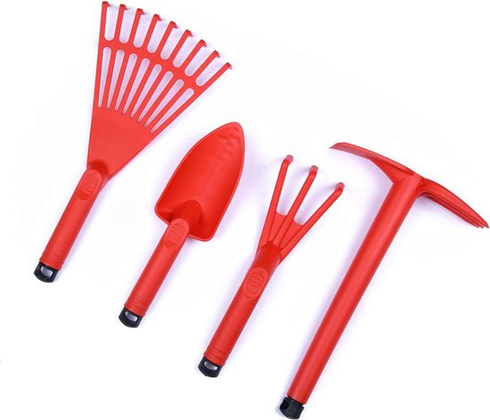 Set of 4 red garden tools - gardening essentials van Merkloos	