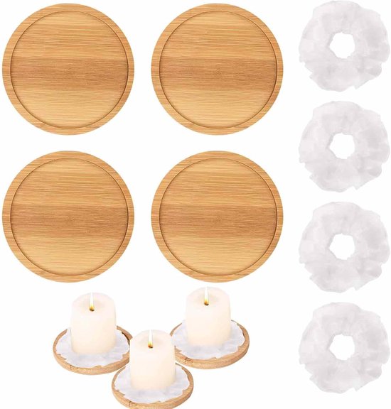 Set Pieces Wooden Candle Coasters - Rond Candle Board voor Christening Candles - Wedding Candles & Tea Lights - Unieke Living Room Decoratie van 8cm/7cm van Merkloos	