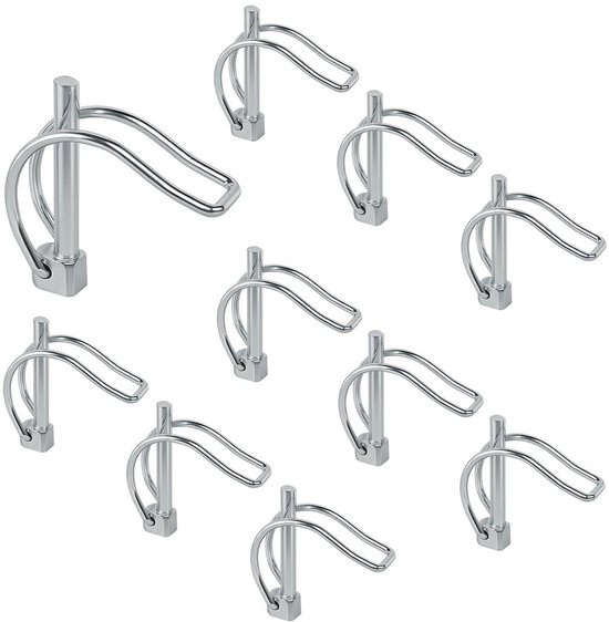 Set van 10 D-vormige Locking Pins met Vouwsplint - 6 x 45 mm - Veiligheidsverbinding voor Tuin, Boerderij en Doe-Het-Zelf Projecten in Gegalvaniseerd Staal