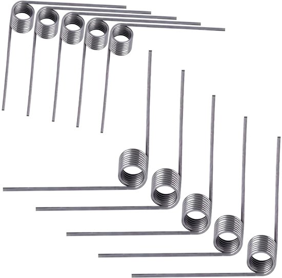 Set van 10 kleine torsiespiraalveren van 0,5 mm draaddikte, 9 windingen, metalen vervangingsveren voor tuinscharen, snoeischaren en gereedschap reparatieonderdelen