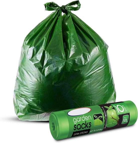 Set van 10 XL Tuinzakken met Handgrepen voor Groenafval 50L Robuust Groen