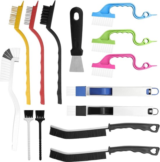 Set van 14 Schoonmaakborstels voor Badkamer en Keuken, Inclusief Hoekborstels voor Tegels en Voegen met Opbergzak