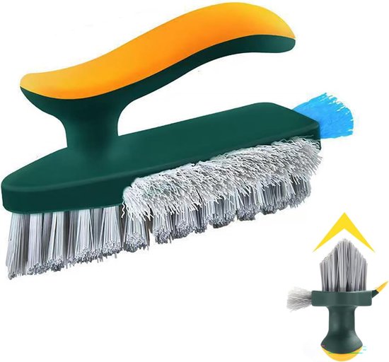 Set van 2 - 4-in-1 Tegelvoegreinigingsborstel - V-vormige tegelvoegreinigingsborstel - Borstel met stijve haren - Geschikt voor doucheruimtes, badkamers, hoeken, plinten, keukens en huishoudelijke schoonmaak - Groen van Merkloos	