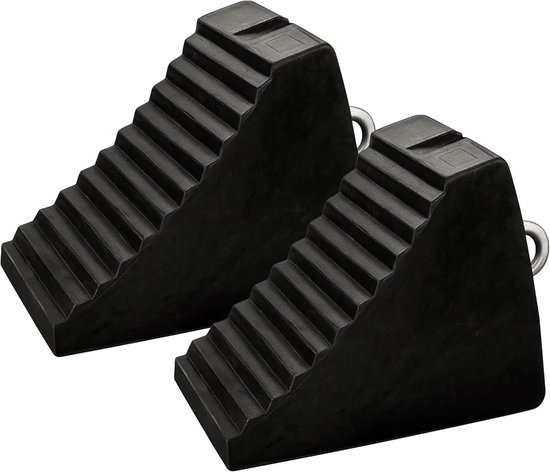 Set van 2 Antislip Wielblokken 5KG Rubber - Duurzame Wielstopper met Handvat van Merkloos	