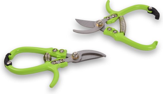 Set van 2 Bloemenschaar Snoeischaar: Handige Linkshandige Bloemenschaartjes voor Bloemen - Metaal, Groen, 16x8x1 cm van Merkloos	