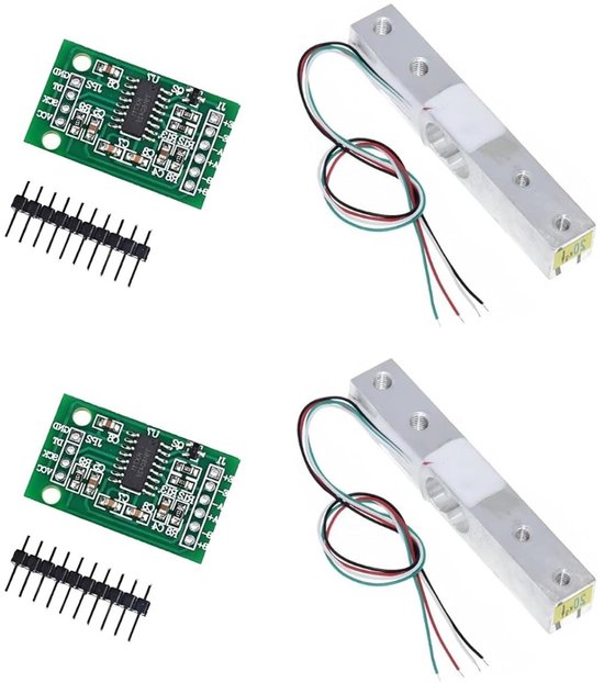 Set van 2 Digitale Weegcellen met HX711 Module voor Arduino - 5/10/20 kg Gewichtssensoren voor DIY Projecten