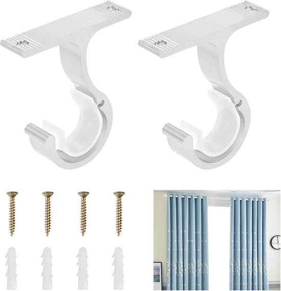 Set van 2 gordijnstanghouders - gordijnstanghouder voor 20 tot 28 mm - stanghouder van aluminiumlegering - plafondstanghouder voor gordijn of kast - duurzame en stijlvolle oplossing van Merkloos	