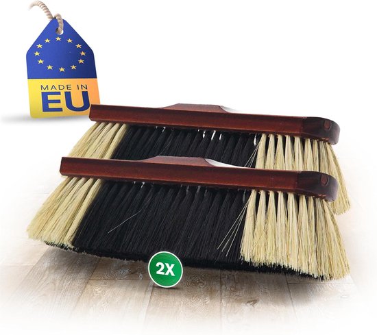 Set van 2 kamerbezems PAARDENHAAR mengsel bezem zachte borstelharen kastbezem gemengd paardenhaar bezemkop paardenhaar bezem voor laminaat en parket paardenhaar bezemmengsel natuurlijke borstelharen huisbezem van SIDCO