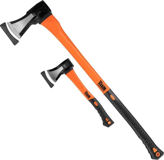Set van 2 Kloofhamers 3kg en 37cm Buitenbijl Splijtbijl Zwart Oranje van Perel