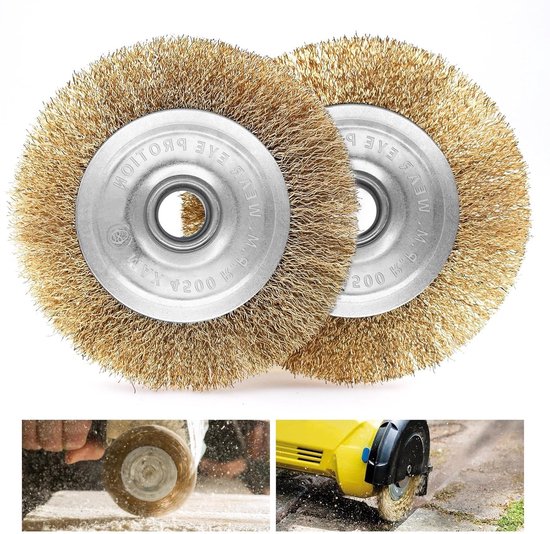 Set van 2 Messing Borstels voor Onkruid, Vervangingsborstels voor Tegelvoegen en Roestverwijdering, Ideaal voor Tuinonderhoud en Schoonmaak van Merkloos	