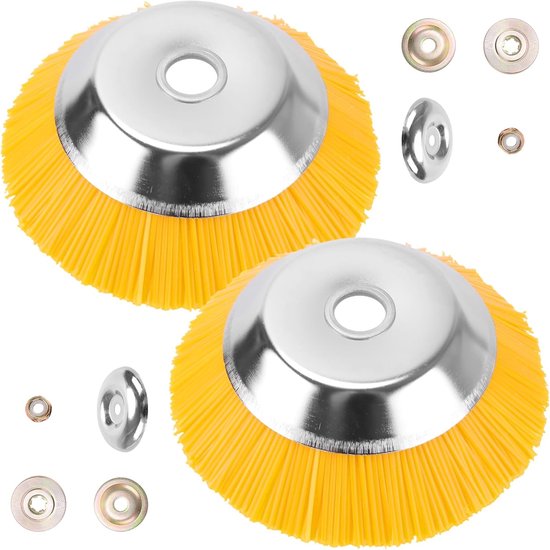 Set van 2 Nylon Onkruidborstels voor Borstelsnijder - Onkruidborstel - Nylon Borstel - Geel - 19.5 x 6 cm van Wolfcraft
