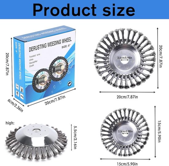 Set van 2 onkruidborstels voor bosmaaier - draadborstel - 20 cm van Merkloos	