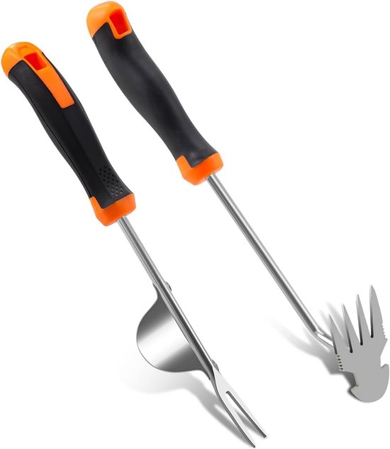 Set van 2 Onkruidstekers van Roestvrij Staal voor Tuinieren van Merkloos	