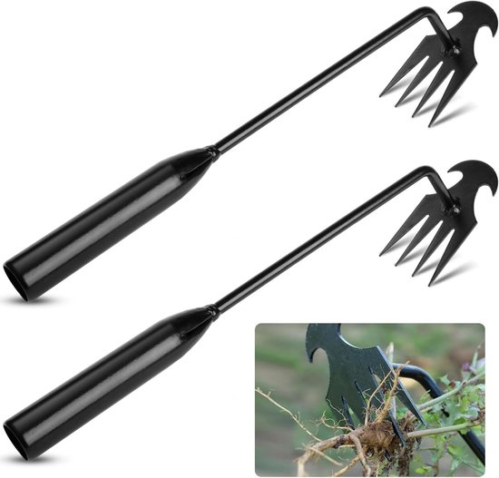 Set van 2 Onkruidverwijderaars van RVS, 30 cm Lange Tuin Tools voor Efficiënt Onkruid Uittrekken en Verzorging van de Tuin van Merkloos	