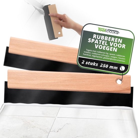 Set van 2 Rubberen Voegspatels 250mm met Houten Handvat voor Tegelvoegen van Merkloos	
