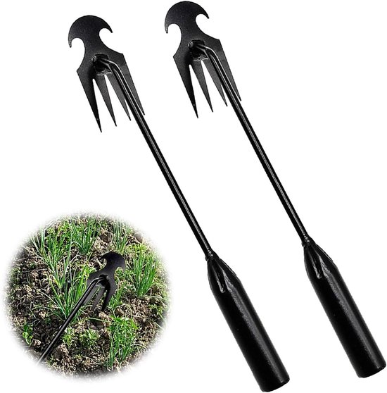 Set van 2 RVS Onkruidpluggen voor Tuin, Handgereedschap voor Onkruidverwijdering, Lange Handgreep Tuinschep en Onkruidbestrijdingshulpmiddel van Merkloos	