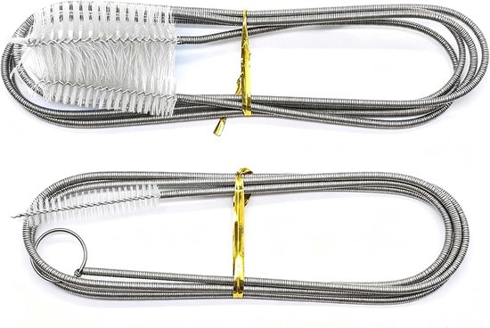 Set van 2 slangborstels, 1,5 m, flexibele buisborstel, buisreinigingsborstel en buisreiniger, afvoerborstel en afvoerborstel voor aquariumslang