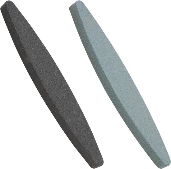 Set van 2 slijpstenen met korrelgrootte 180 en 240 voor tuinscharen, bijlen en maaiers, gemaakt van siliciumcarbide en aluminiumoxide