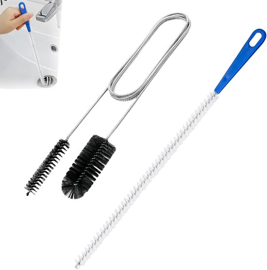 Set van 2 spiraalontstoppers, flexibele reinigingsborstel met dubbele kop, ontstoppingsgereedschap voor afvoer en gootsteen, slangreiniger voor badkamer en keuken