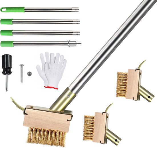 Set van 2 Stalen Borstels met Telescoopsteel voor Tuin en Terras van Merkloos	