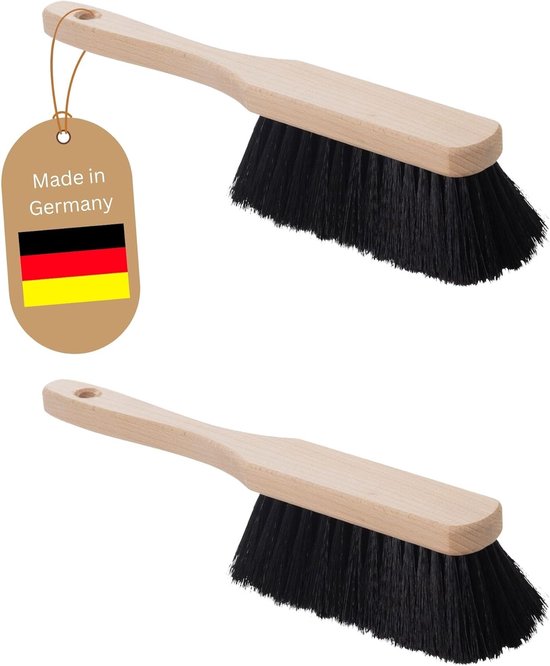 Set van 2 synthetische borstelharen zwarte handborstel houten bezem zachte haren geschikt voor vegen set camping handborstel auto bezemborstel - ideale sneeuwborstel auto handborstel handborstel houten handveger van Perel