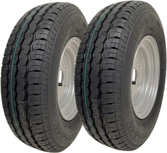 Set van 2 Trailerwielen 10 Inch 145R10 met Banden 500kg Belasting E-Keurmerk