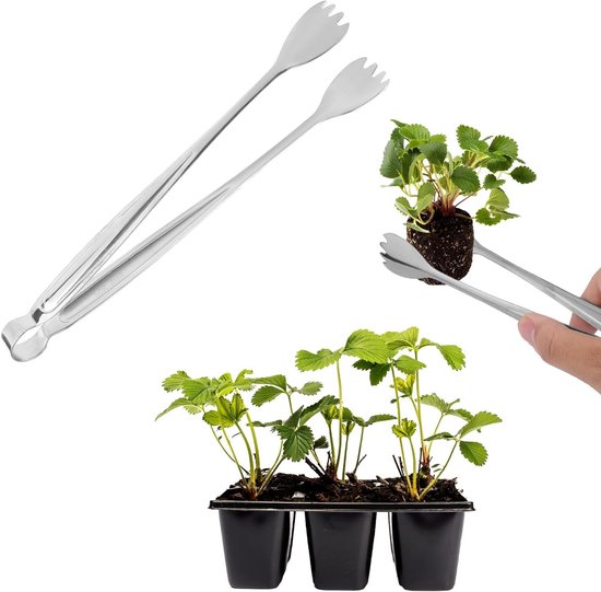 Set van 2 Transplantatierods van RVS van 20,5 cm voor het Verplanten van Zaailingen, Tuinaccessoires voor Minder Wortelschade en Efficiënt Planten