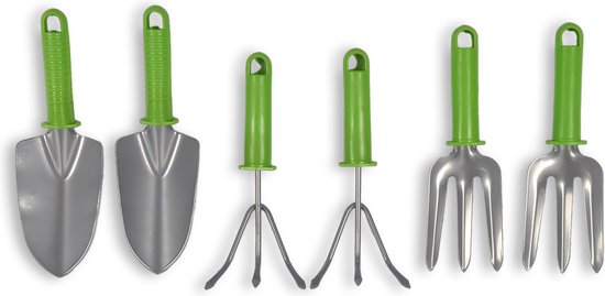 Set van 2 Tuingereedschapset - Elke Set Bevat 1 Hark, 1 Schep En 1 Schoffel |RVS - Roestvrij Staal Tuinspullen van TalenTools