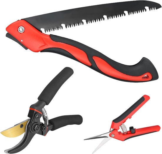 Set van 2 Tuinschaar - SK5 Blade - 3-in-1 Handzaag - Vouwbare Inkt Oog Schaar - Plukschaar voor Bloemen en Fruit - Planten Schaar - Boomschaar - Bloemenschaar voor Tuinieren