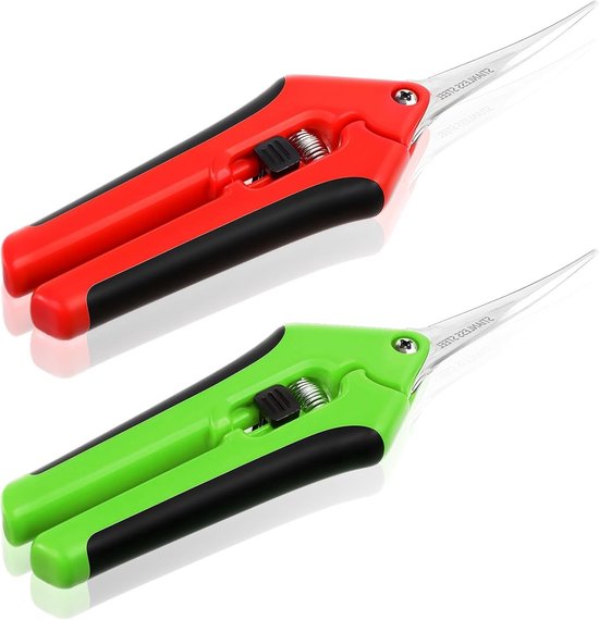 Set van 2 Tuinscharen voor Oogsten en Snoeien, Met Gebogen Titanium Coated Bladen, Vergrendelbare Handgreep, 16,5 cm, Ideaal voor Bonsai, Rozen en Planten van Merkloos	