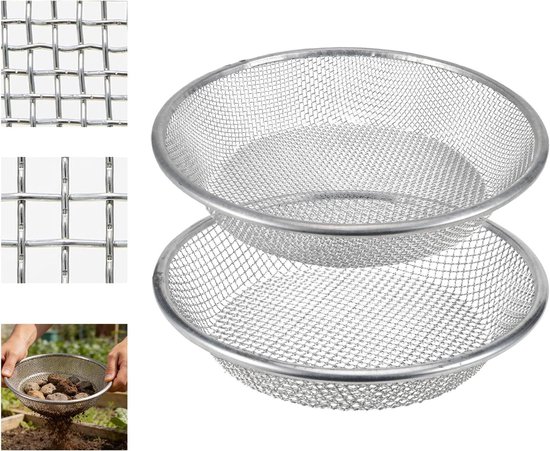 Set van 2 Tuinsieverts met 3mm en 6mm Zeefgrootte voor Aarde, Compost en Zand, Tuinaccessoires voor Zaaien en Bonsai