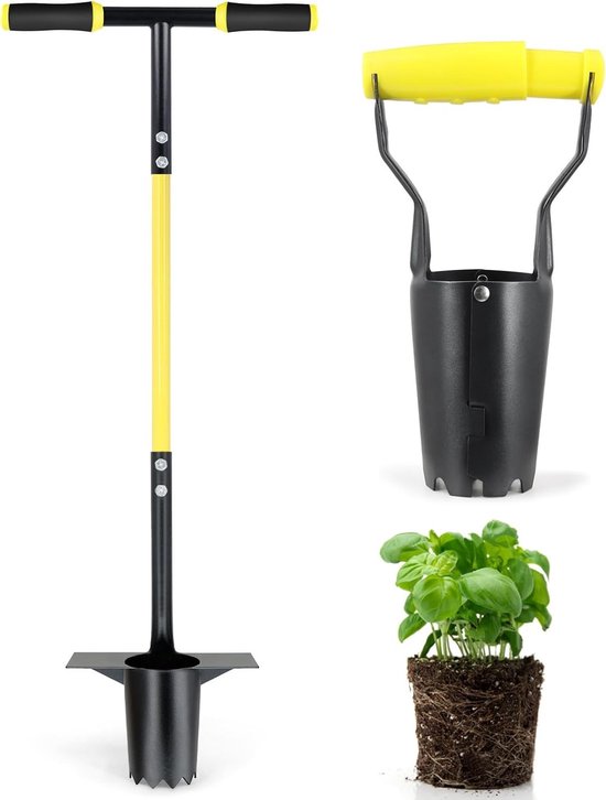 Set van 2 Tuintransplanters met Lange Handgreep voor het Planten van Bloembollen, Zaailingen en Bloemen met Diepe Markering