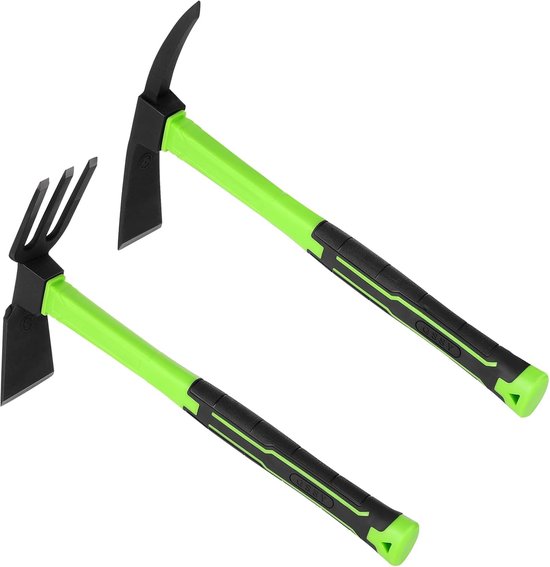 Set van 2 Tuinwerktuigen: Schoffel, Cultivator en Hark voor Onkruid wieden van Merkloos	