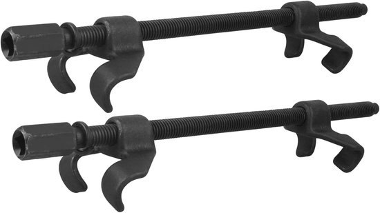 Set van 2 veercompressoren - veerspanners 380 mm - met 4 klauwen voor veerspanner - neerslagveren voor ophangsystemen van Merkloos	