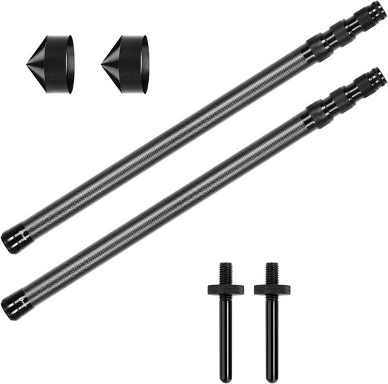 Set van 2 Verstelbare Carbon Fiber Tarp Stokken Telescopisch voor Tent en Luifel 2.1m tot 3m van Merkloos	