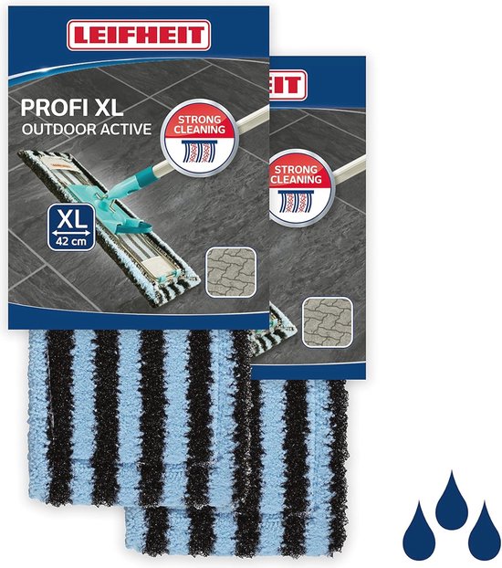 Set van 2 Vloerwisserovertrekken voor Grof Vuil - Microvezel en Kunststof Borstelharen - Ideaal voor Buiten en Ruwe Vloeren van $