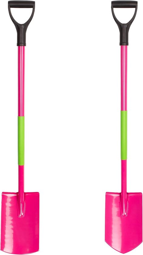 Set van 2 vrouwenspades, ronde en ploegvormige spade, 115 cm, gehard boorstaal, ergonomische D-greep, niet-slip steel, gepoedercoat