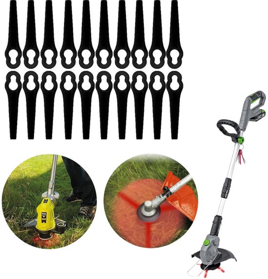 Set van 20 vervangende messen voor grasmaaiers – Kunststof maaimessen – Kunststof messen voor grasmaaiers en trimmers (geschikt voor GE-CT 18 Li Kit, GE-CT 18 Li-Solo, GC-CT 18/24 Li-Solo, GC-CT 18/24 Li P-Solo en GC-CT 18/24 Li P Kit)