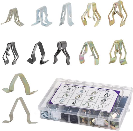 Set van 240 bevestigingsclips voor dashboard-instrumenten - metalen houders - trim panel veerclip voor trimpanelen en auto-accessoires