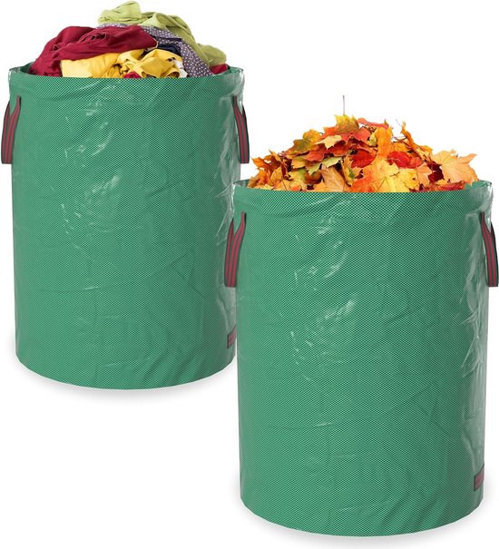 Set van 272 Liter Tuinafvalzakken, Bladzak van 150 g/m² Polypropyleen, Draagbare Tuinzakken met Handvatten, Groene Zakken voor Tuinafval, Planten, Strooisel, Hooi (Pak van 2) NAIZY van Merkloos	