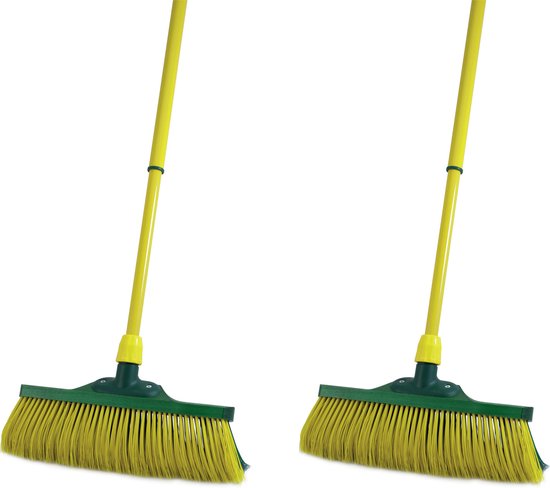 Set van 2x stuks klauwbezem voor buiten 35 cm met uitschuifbare steel 70-140 cm - Tuingereedschap/Speciale bezems van Bellson