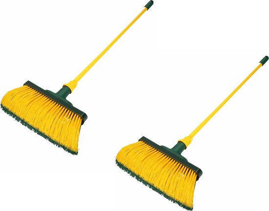 Set van 2x stuks klauwbezems voor buiten 28 cm met uitschuifbare steel 70-140 cm - Tuingereedschap/Speciale bezems van Benson
