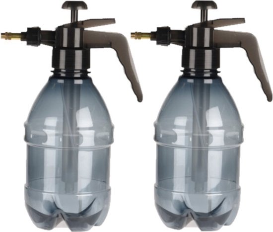 Set van 2x stuks kunststof drukspuiten/plantensproeiers zwart 1,5 L - Waterverstuivers