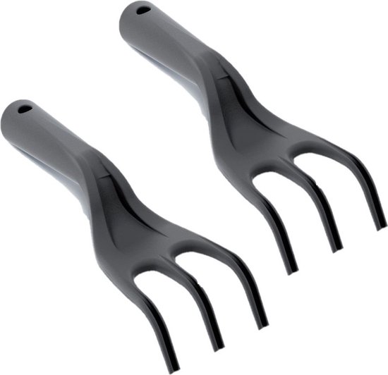Set van 2x stuks zwarte kunststof handhark 25 cm - Tuingereedschap/moestuin/kruidentuin accessoires van Happy Home