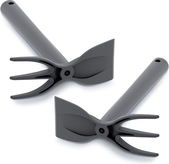 Set van 2x stuks zwarte kunststof hark/schoffel 29 cm - Tuingereedschap/moestuin/kruidentuin accessoires van Koopman