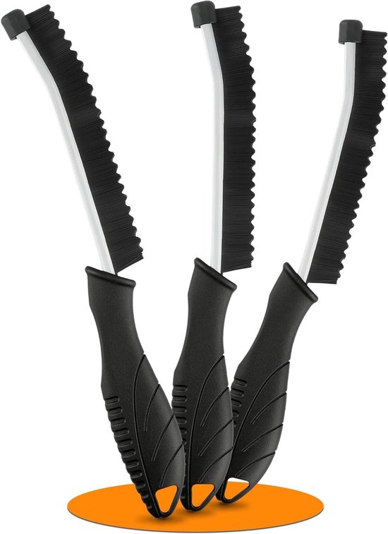 Set van 3 Hard Borstel Schoonmaakborstels voor Tegelhoeken met Ergonomische Handgreep en Beschermende Case voor Keuken, Badkamer en Vloeren van Merkloos	