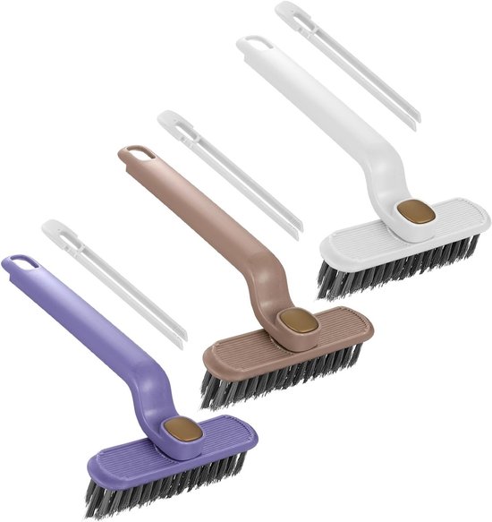 Set van 3 Hoekige Tegelvoegborstels, 360° Draaibare Schoonmaakborstels voor Badkamer, Keuken en Muren, Effectieve Borstels voor Het Reinigen van Kieren en Voegen van Merkloos	