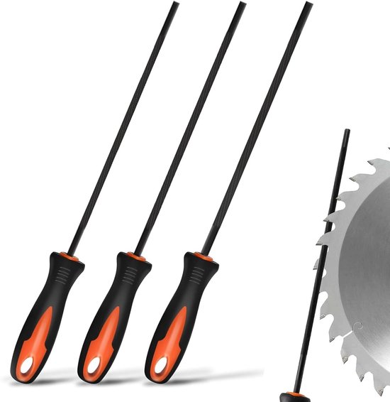 Set van 3 kettingzaagbestanden met handvat - Ronde bestanden 4mm, 4.8mm en 5.5mm voor optimale kettingonderhoud