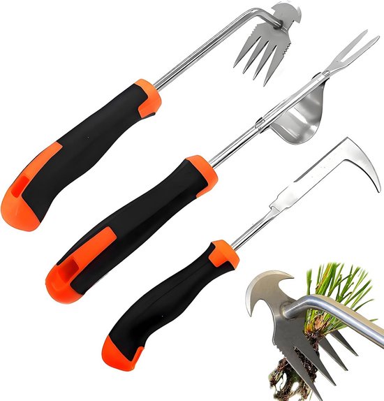 Set van 3 RVS Onkruidstekers - Handig Tuingereedschap voor Onkruidverwijdering en Voegen Reinigen