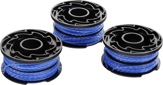 Set van 3 vervangende spoelen geschikt voor grasmaaiers, automatische draadaanvoerspoelen, 3 x 12 geschikt voorer nylon draad, 1,5 mm diageschikt voorer, blauw.